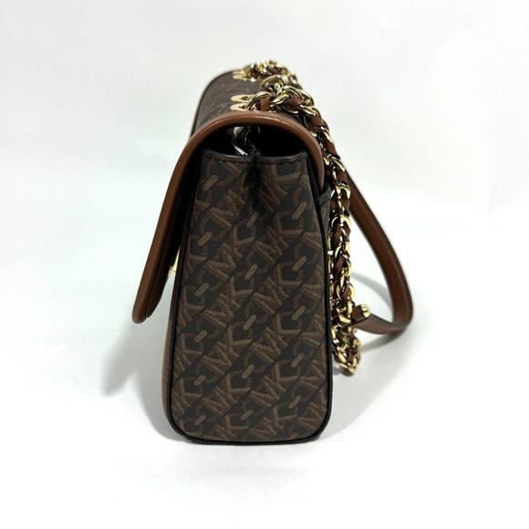 MICHAEL Michael Kors Brown Luggage Logo Parker Medium Convertible Chain Bag New - Picture 4 of 12